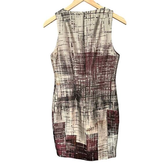 Elene Cassis Metaillic Geometric Pattern Sleeveless Midi Dress - Picture 2 of 5